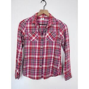 Uniqlo Red and Pink Flannel Shirt Size Small